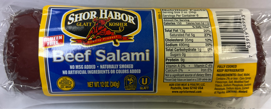 Shor habor gluten free beef salami small 12oz