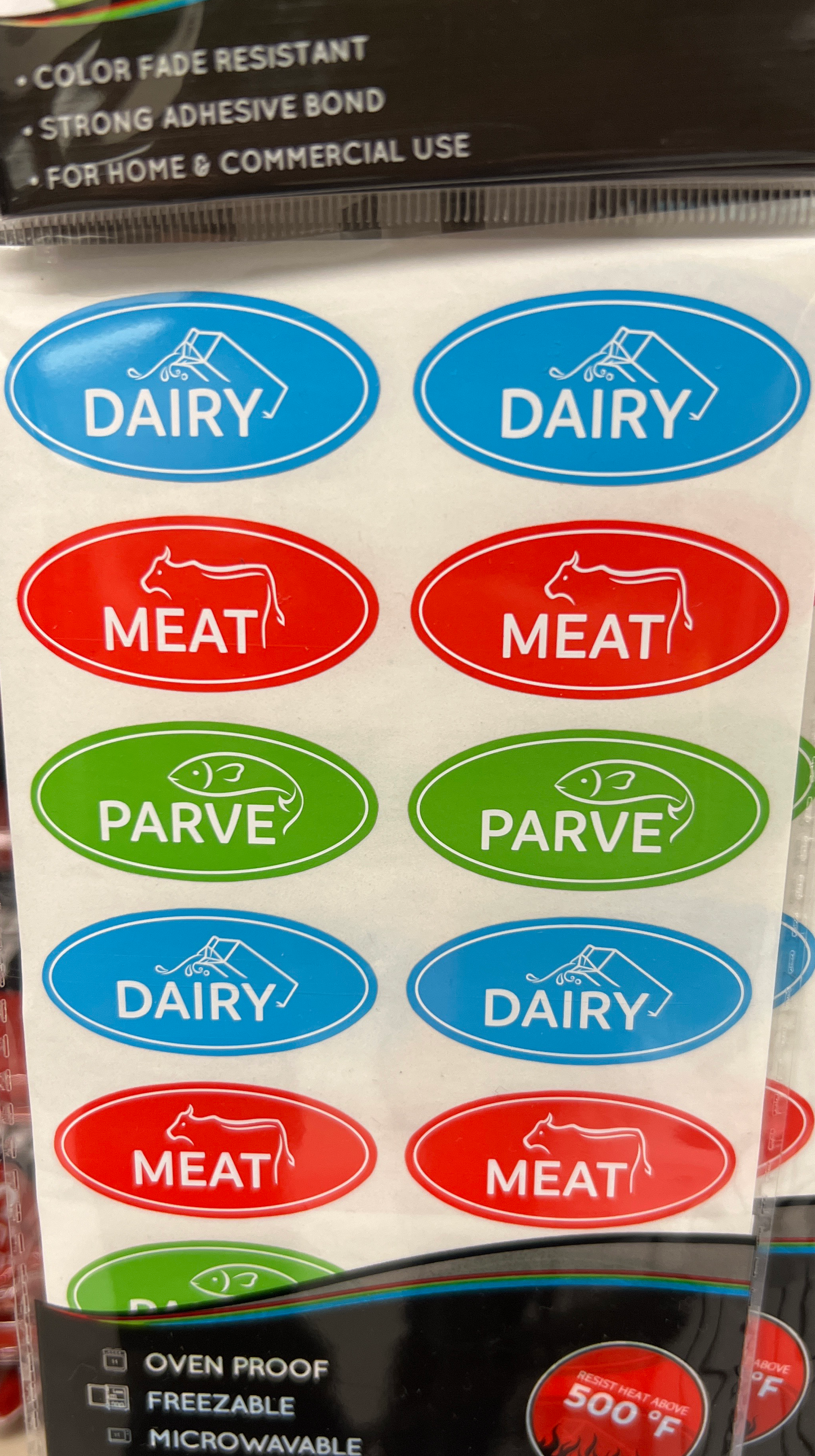 Meat dairy parve stickers