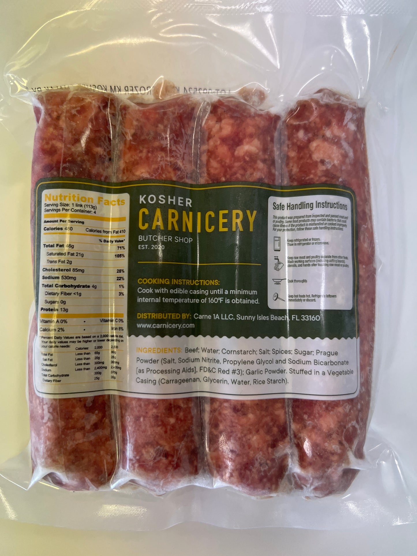 Kosher carnicery Argentinian brand chorizo sausage