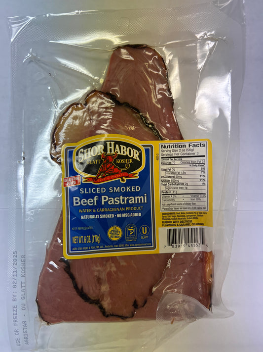 Shor habor gluten free sliced smoked beef pastrami