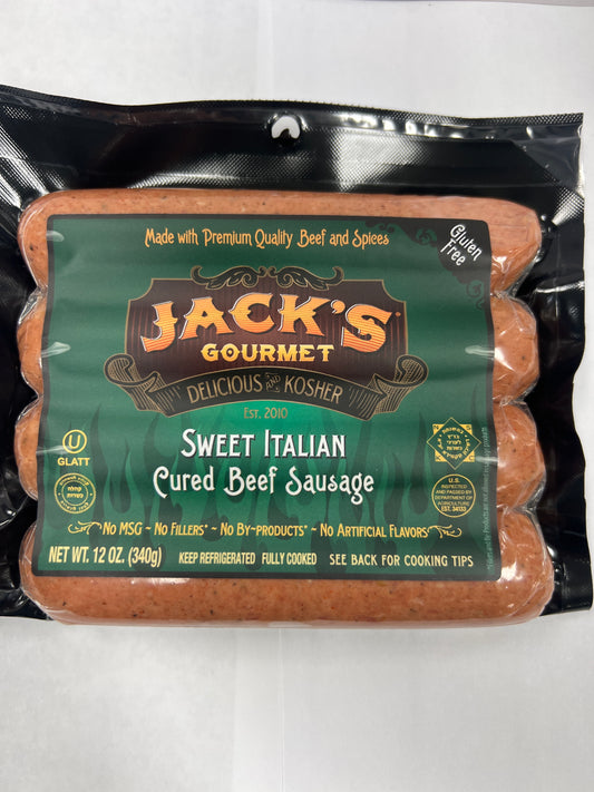 Jacks gourmet Sweet Italian cured beef sausage gluten free