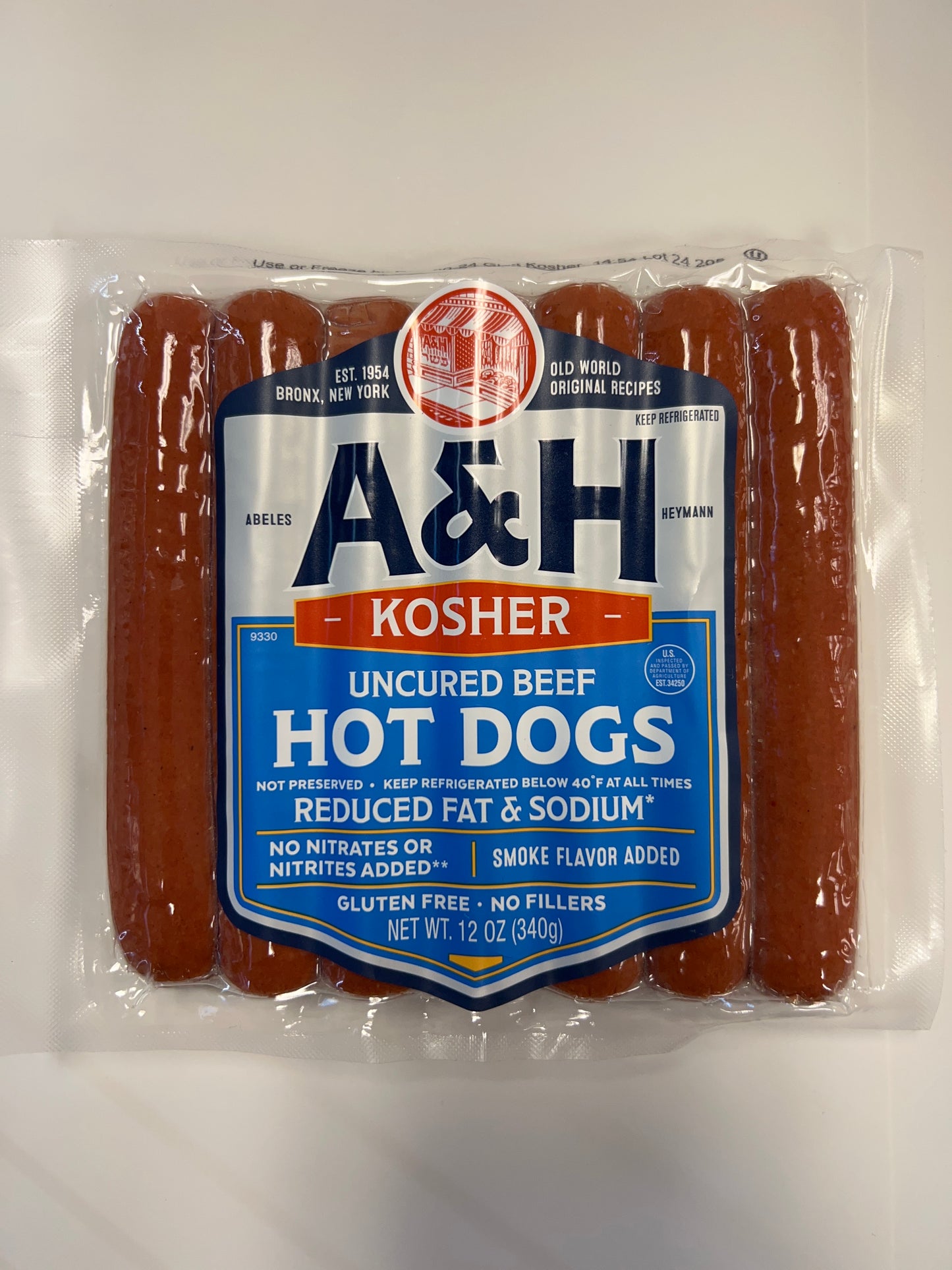 A and H uncured beef hotdogs reduced fat and sodium gluten free