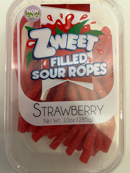 Zweet filled sour ropes strawberry