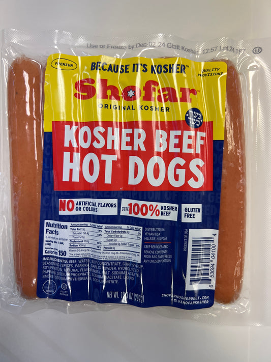 Shofar kosher beef hotdogs