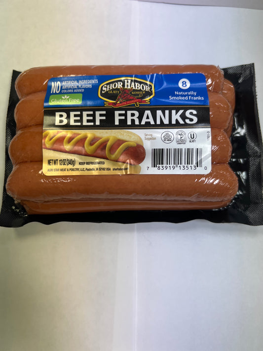 Shor habor gluten free beef franks hotdogs