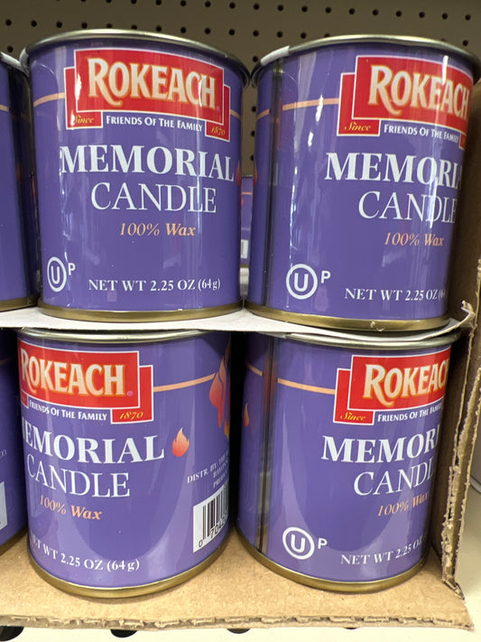 Rokeach tin yartzait memorial candles 24h