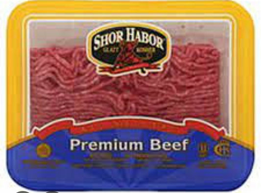 Shor habor ground chuck / ground  beef 13.79/lb Price adjusted at fulfillment. Approx 1lbs per tray